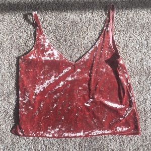 H&M Mauve Crushed Velvet Tanktop Size M